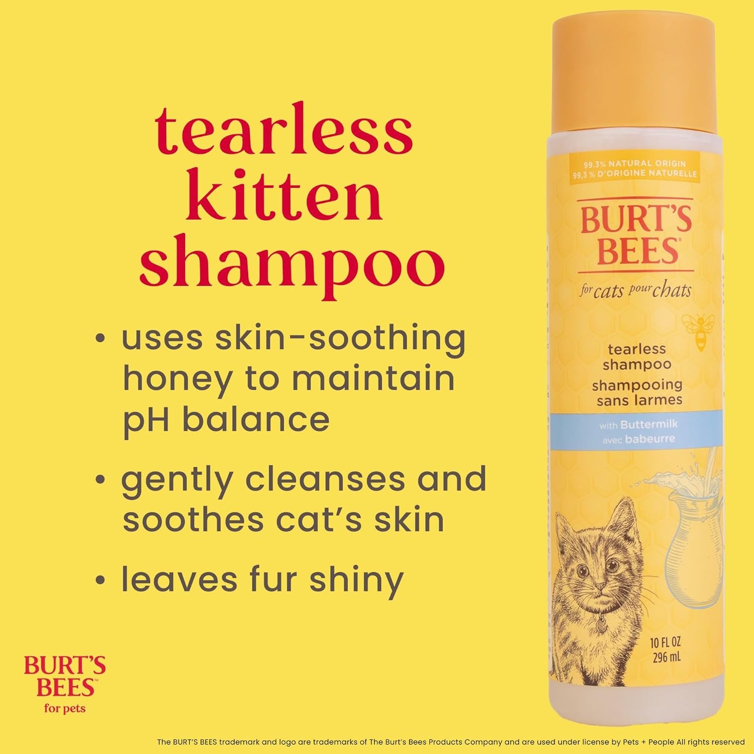 Burt'S Bees for Kittens Natural Tearless Shampoo with Buttermilk Cat Shampoo, Kitten Shampoo - Cat Grooming Supplies, Cat Bath Supplies, Shampoo for Cats, Kitty Shampoo, Pet Shampoo